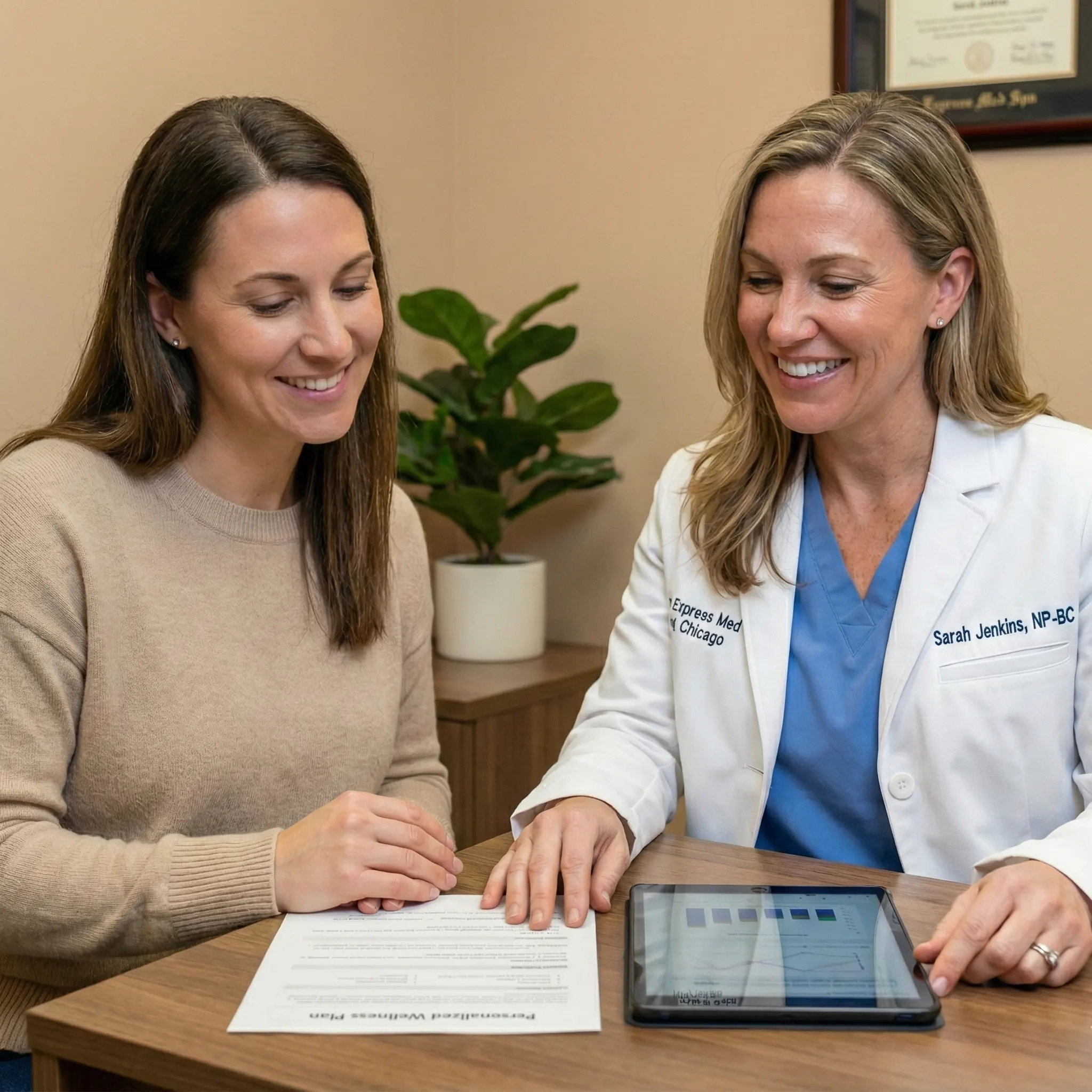 Patient receiving a personalized wellness plan at Express Med Spa Mt. Greenwood.