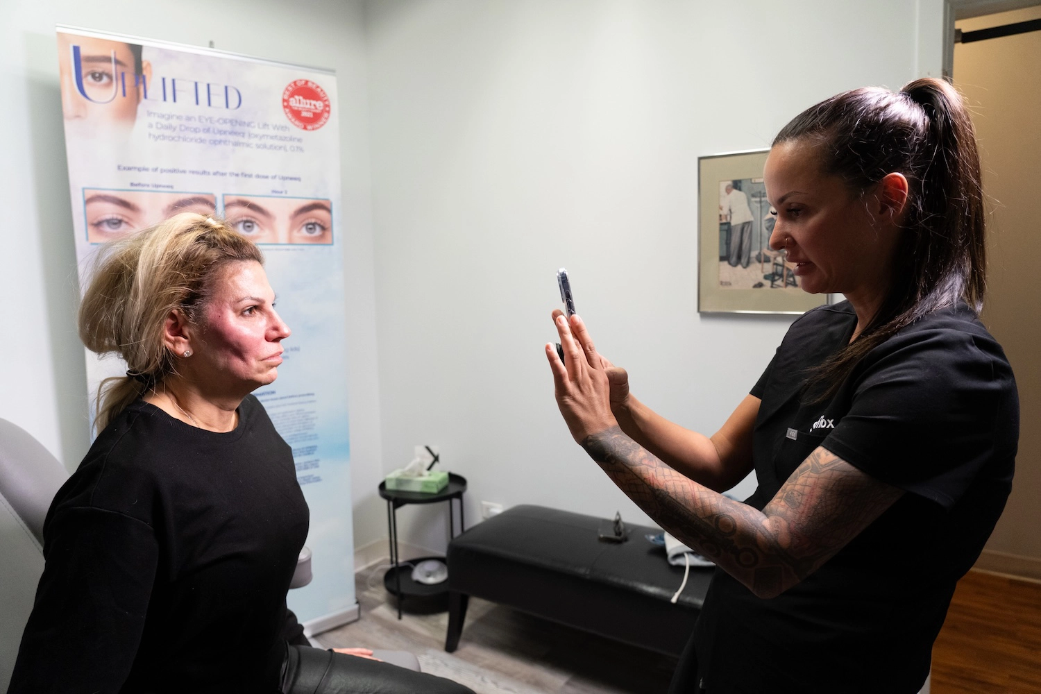 Stefanie Drozd, RN-BSN, photographing a patient during pre-treatment documentation at Express Med Spas in Frankfort, IL