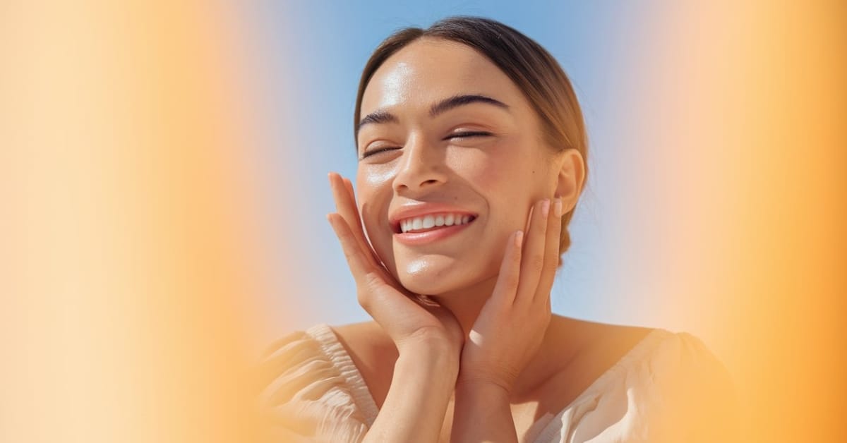 Happy client with radiant, glowing skin after a Hydrafacial or Aquafacial at Express Med Spa, showing results of deep hydration and non-invasive skincare.