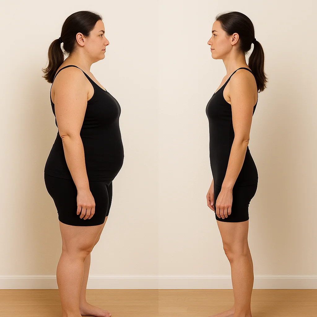 Anonymous before and after photos showing successful semaglutide weight-loss results in Frankfort.