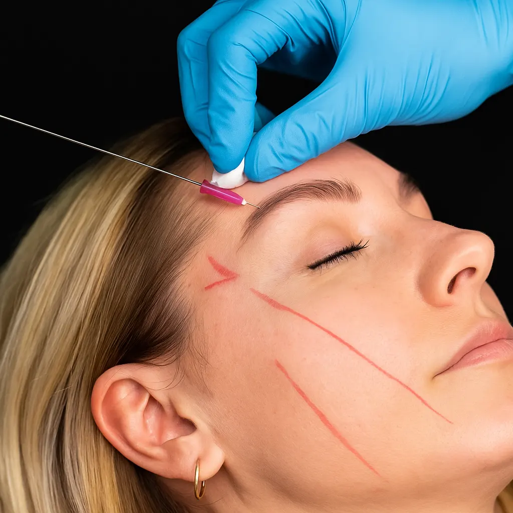 Brow lift without surgery at Express Med Spa in Mount Greenwood using biodegradable PDO sutures for a refreshed, natural look.