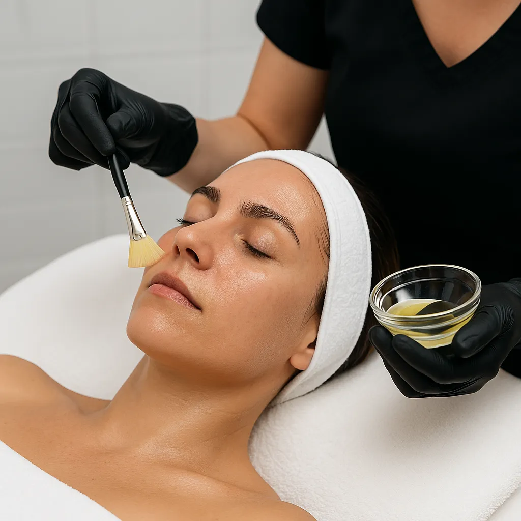 Client receiving a relaxing chemical peel at Express Med Spa, calm and comfortable during the treatment