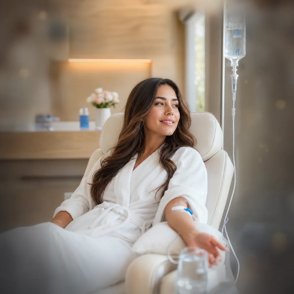 Bridal IV hydration drip in an elegant lounge at Express Med Spa