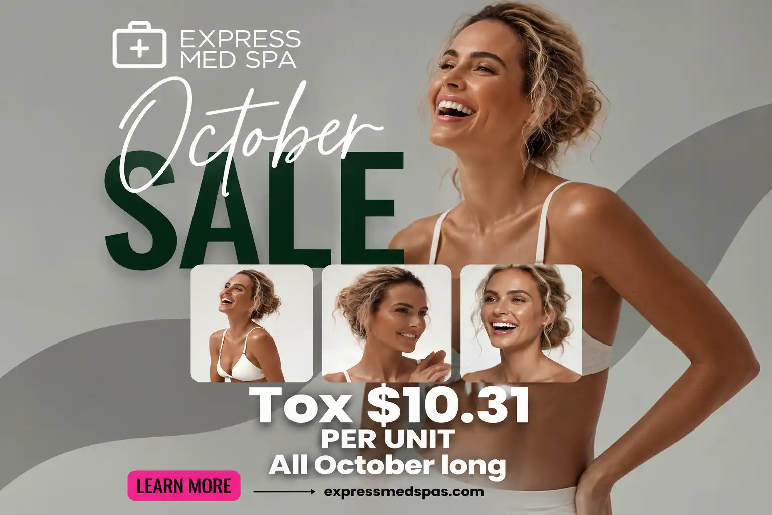 Express Med Spa BOO-TOX promotion offering wrinkle relaxer treatments at $10.31 per unit throughout October