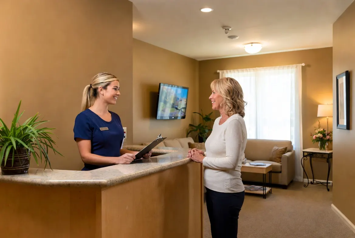 Patient checking in at Express Med Spa in La Grange, Illinois for a Botox Alternatives & Neurotoxin Injections appointment.