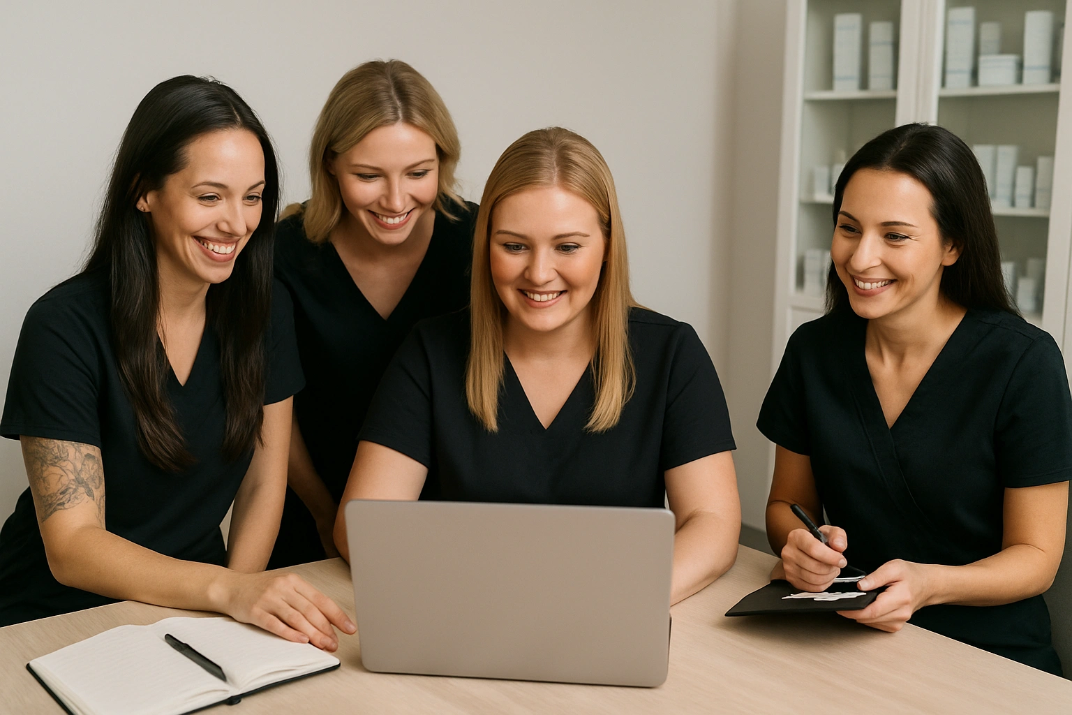 Express Med Spa team collaborating in a supportive and growth-focused setting