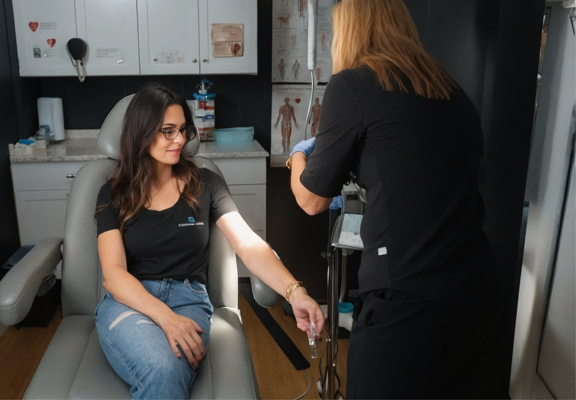 Client receiving IV therapy at Express Med Spa in Frankfort, IL