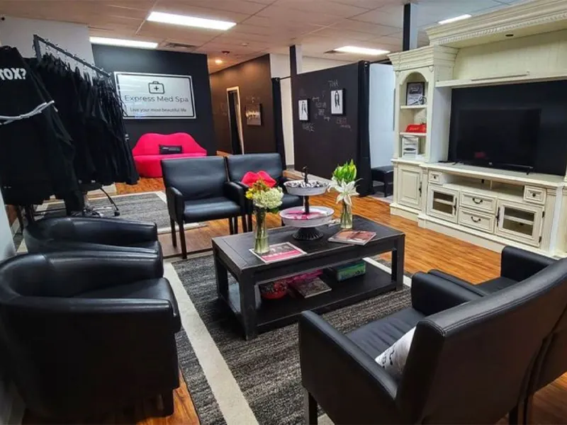 Cozy and welcoming Express Med Spa La Grange IL waiting area with elegant modern décor and inviting atmosphere