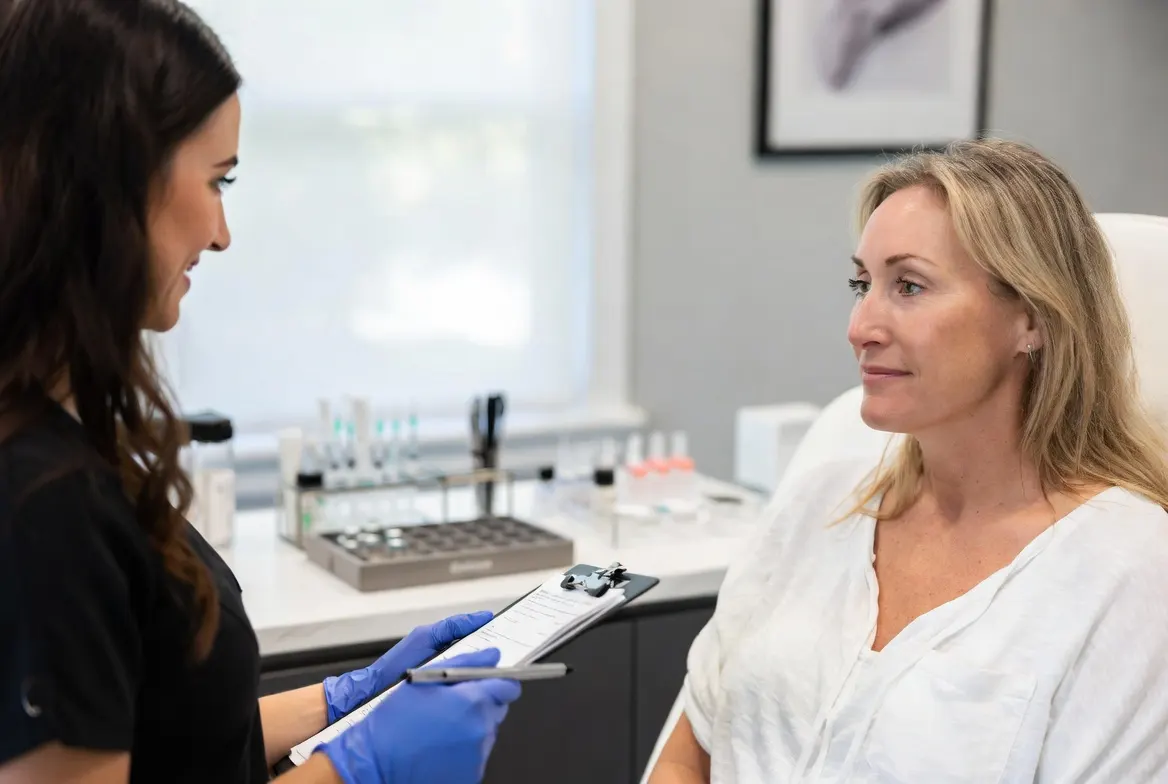 Dermal filler consultation focused on natural facial balance and soft volume at Express Med Spa.