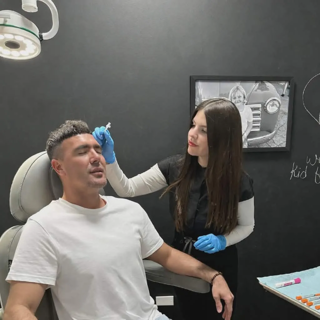 Kristina Simanis, a licensed nurse injector at Express Med Spa, administering Botox