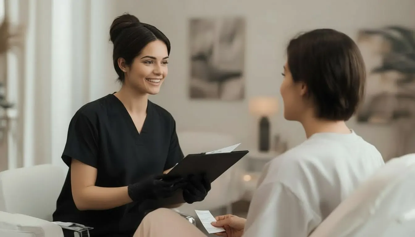 Nurse practitioner warmly consulting with a patient at Express Med Spa La Grange, offering supportive guidance and personalized wellness care.