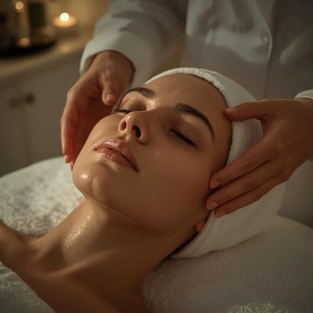 Client relaxing during facial spa treatment at Express Med Spa Shorewood Illinois