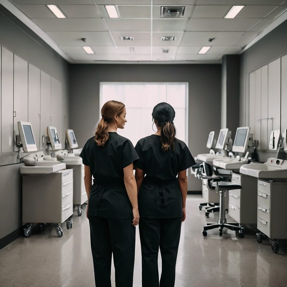 Two licensed providers in treatment room at Express Med Spas in Frankfort, IL. Advanced medical aesthetic facility serving Will County and Southwest Suburbs.