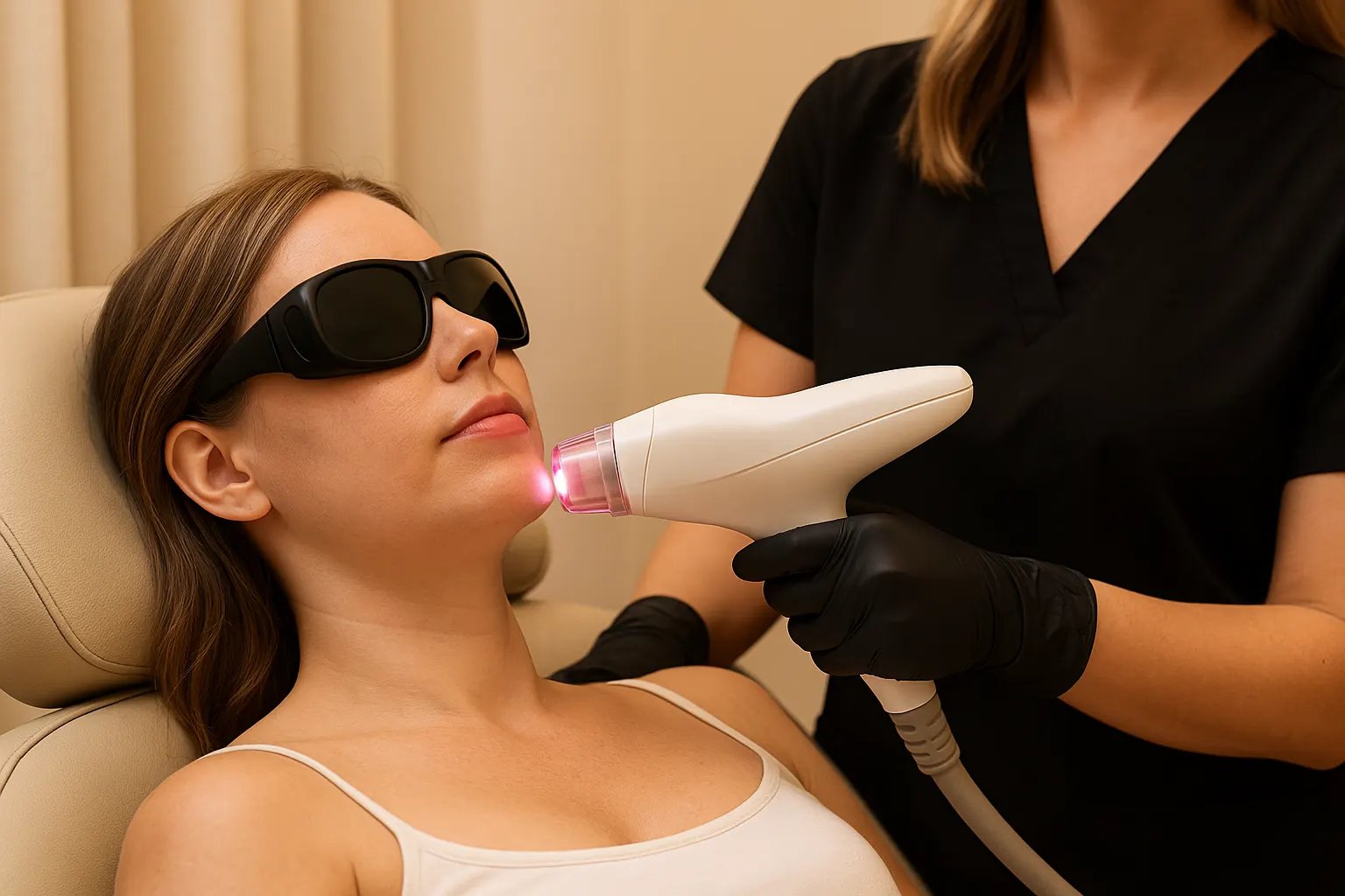 Laser facial hair removal treatment for upper lip and chin at Express Med Spa Frankfort IL