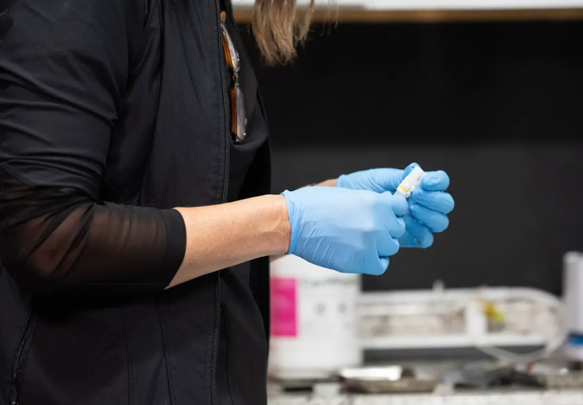 Clinician prepares GLP-1 injection at Express Med Spa Frankfort.
