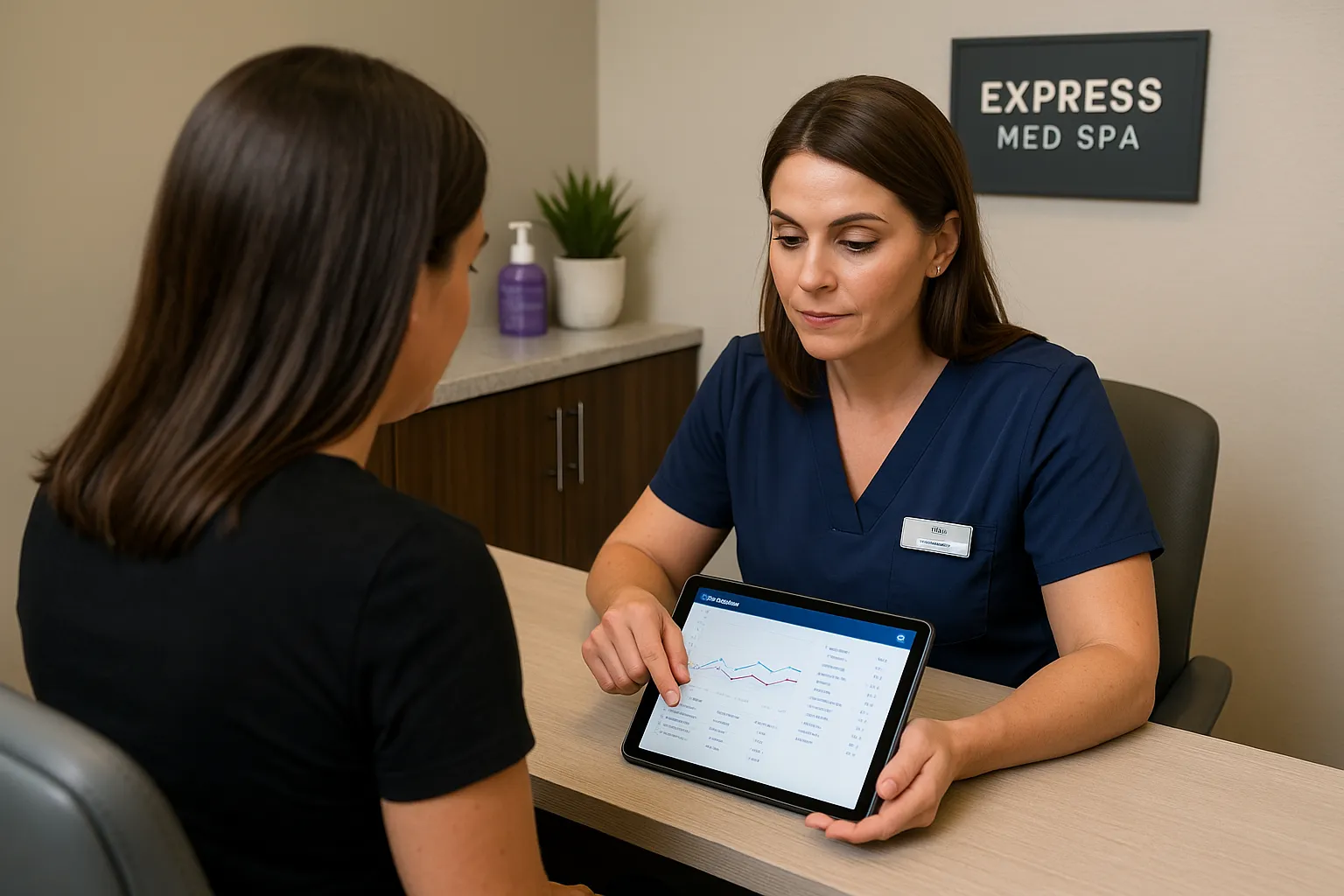 Medical provider reviewing lab results for Tirzepatide weight loss program