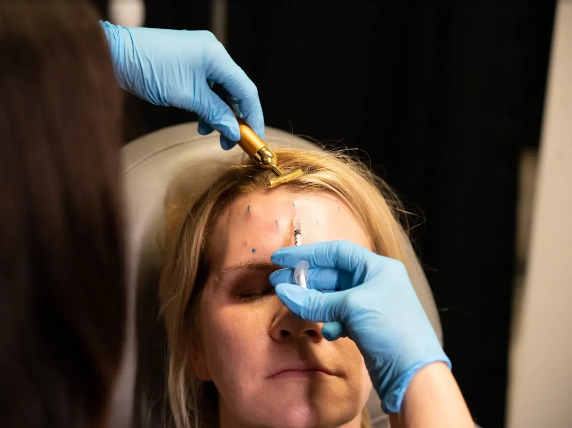 Injector performing custom facial mapping before Letybo wrinkle treatment at Express Med Spa in La Grange, IL