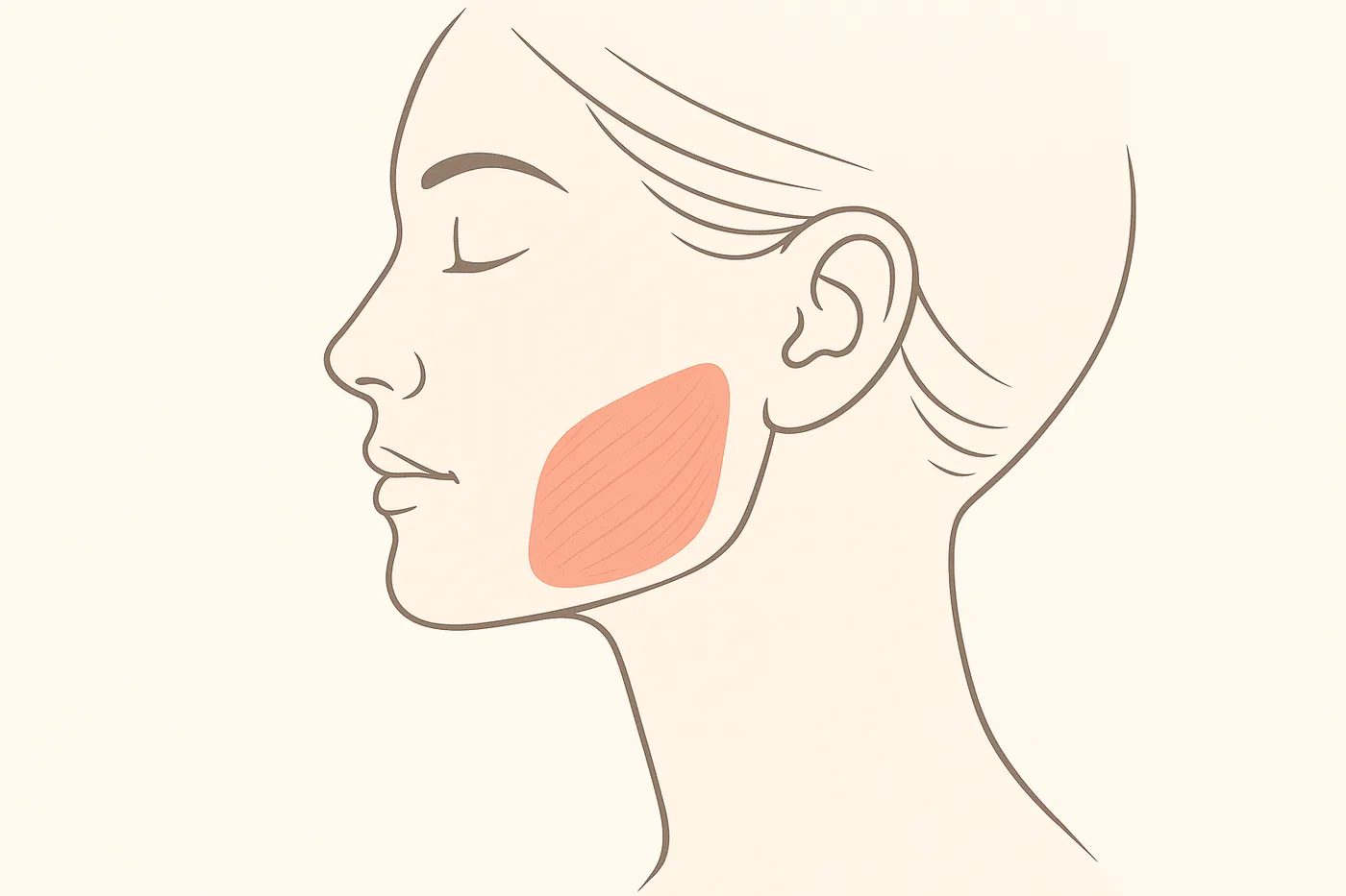Diagram of the masseter jaw muscle treated with neurotoxin for TMJ and jaw clenching at Express Med Spa Chicago in Mount Greenwood