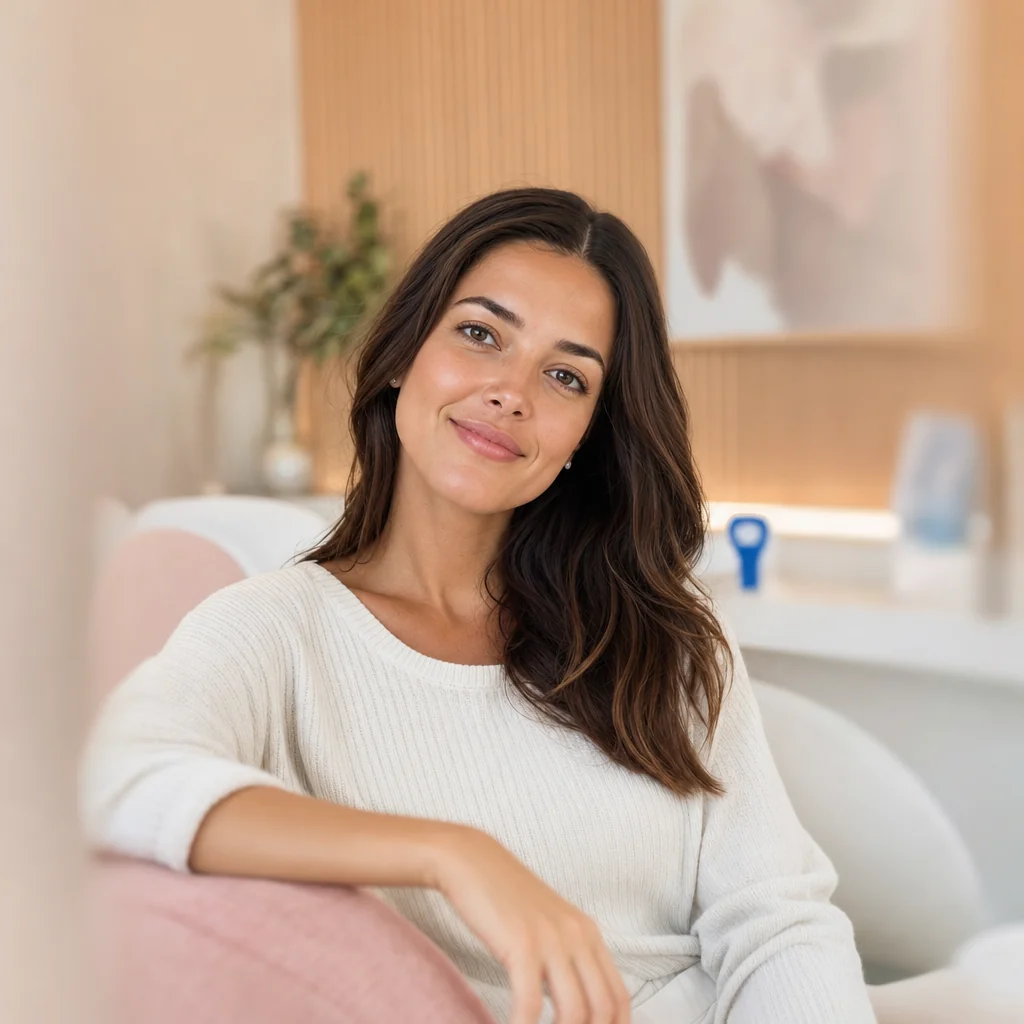 Woman with an everyday soft-glam makeup look showing the subtle, minimal lip filler style favored at Express Med Spa in Frankfort, IL.