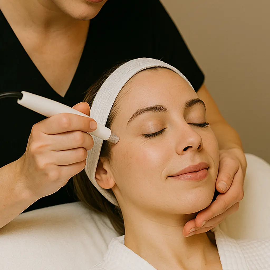 Woman receiving Nano Tip Microdermabrasion Facial for fine lines at Express Med Spa