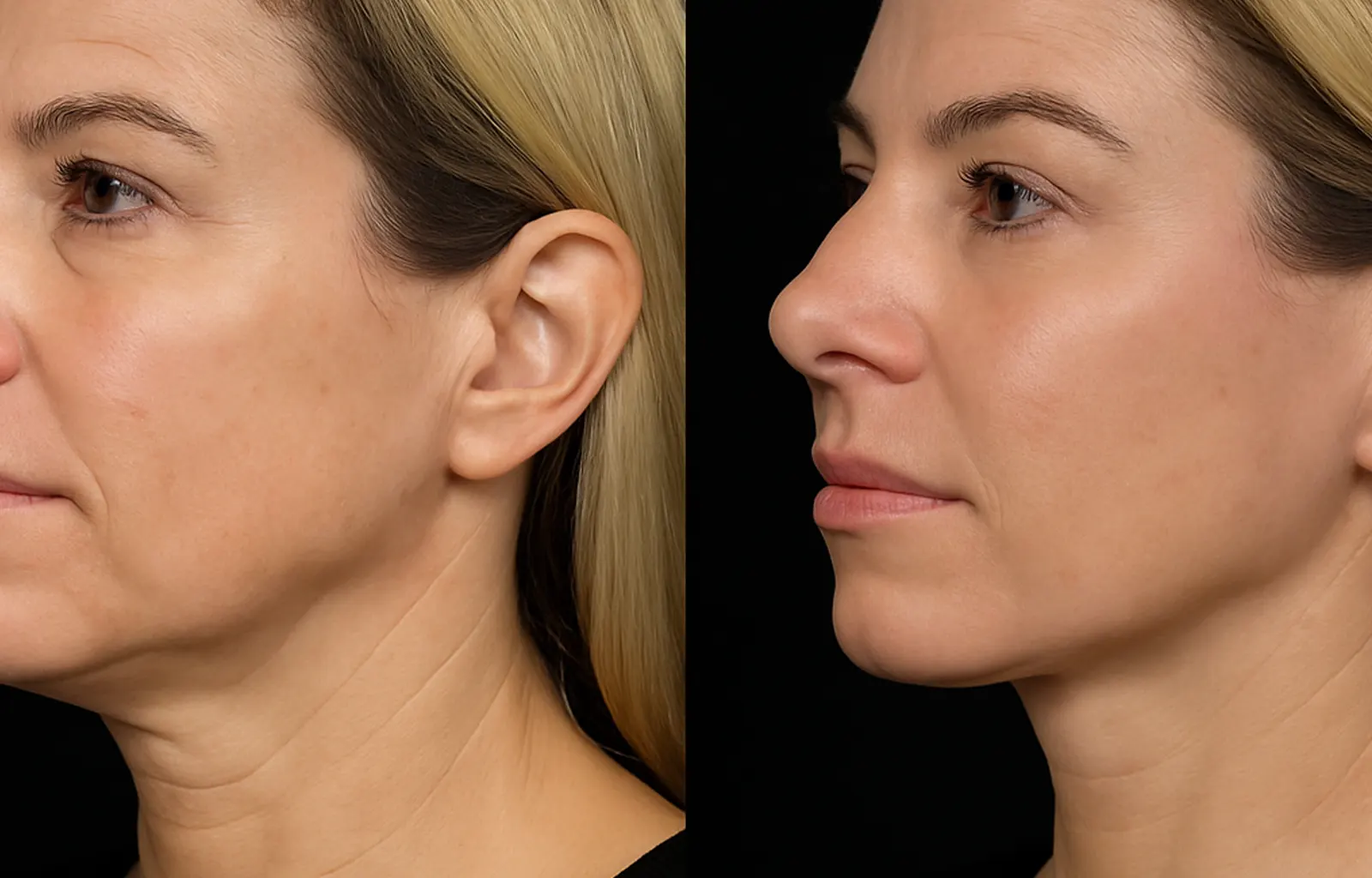 PDO thread lift before and after results in Shorewood IL showing jawline contour, brow lift, and neck tightening.
