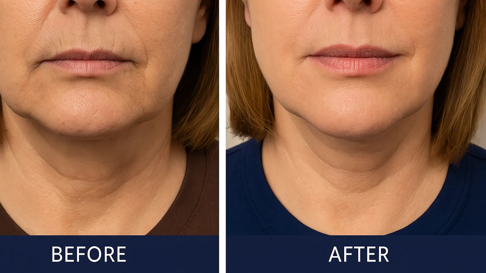 Radiesse before and after results for smile lines in La Grange