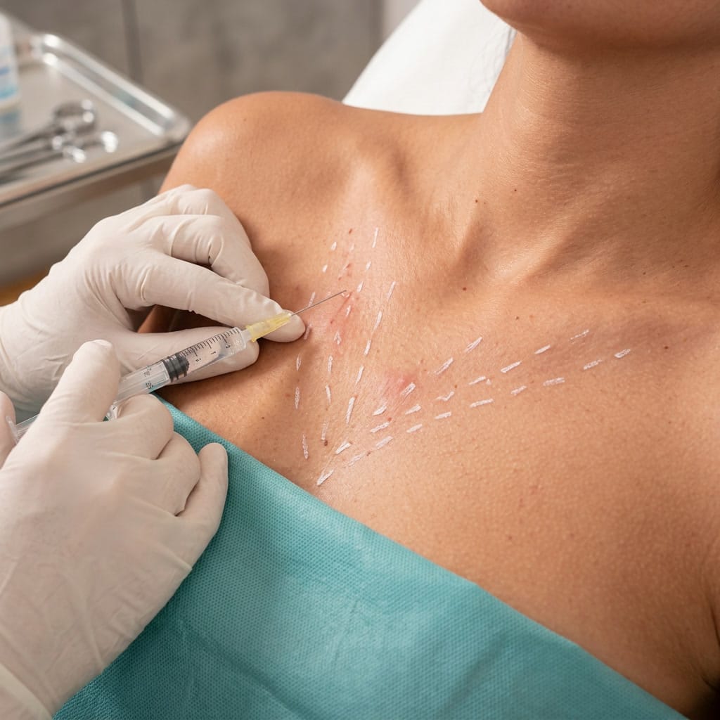 neck dermal filler injection for collagen stimulation and skin tightening Illinois