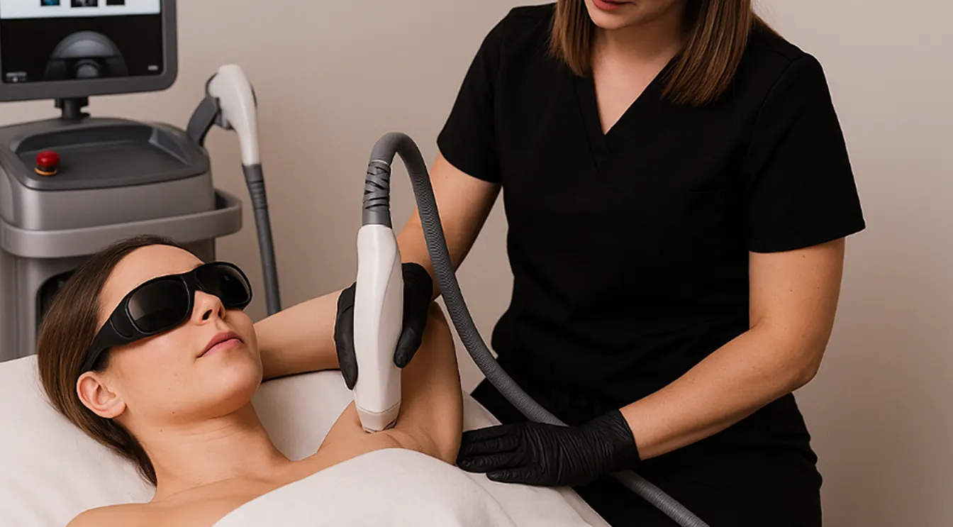 licensed nurse practitioner performing underarm laser hair removal in Shorewood IL laser hair removal over tattoos