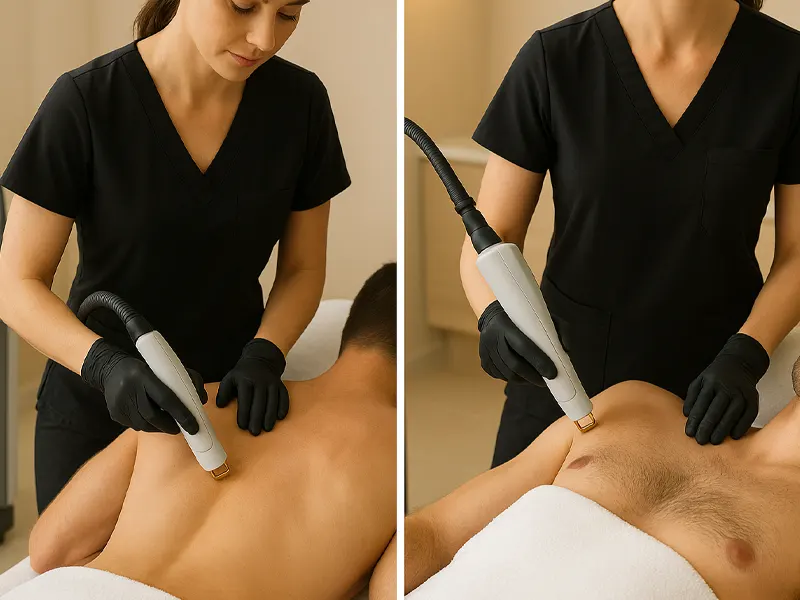 Men’s chest and back laser hair removal treatment at Express Med Spa Frankfort IL