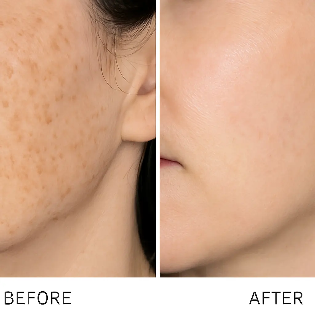 Before and after results of Sublative RF microneedling at Express Med Spa Shorewood IL showing smoother, clearer skin