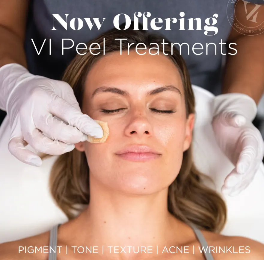 Woman receiving VI Peel facial for pigment, acne, wrinkles, and skin texture at Express Med Spa