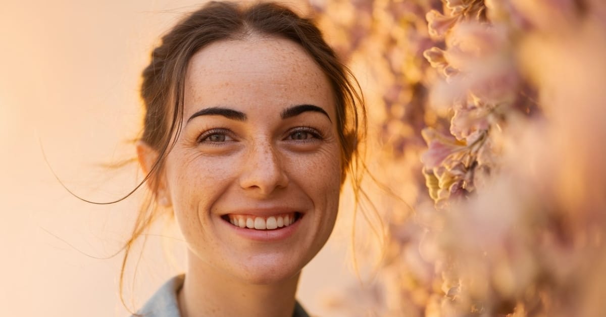 A woman with glowing, even-toned skin after a VI Peel chemical treatment at Express Med Spa, targeting acne, fine lines, and skin discoloration.