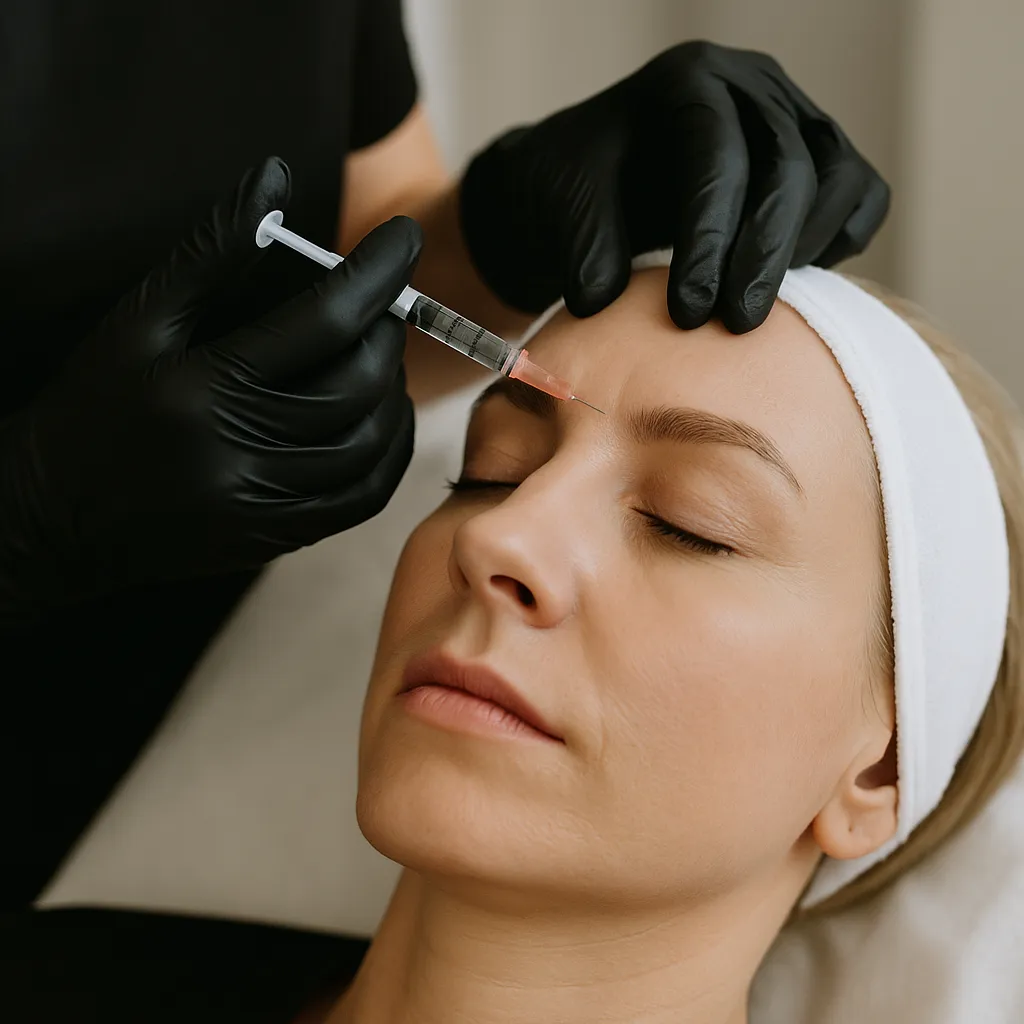 Calm, confident woman receiving a precise Botox injection at Express Med Spa